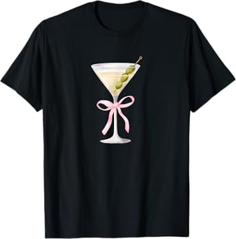 Coquette Pink Bow Martini Time Drinking Vintage T-Shirt