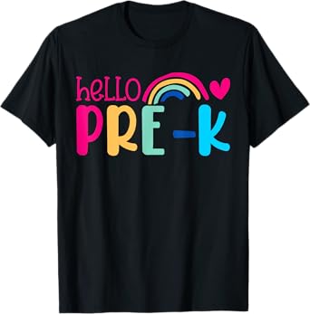 Hello Pre-K Preschool Back to School First Day Teacher Kids T-Shirt