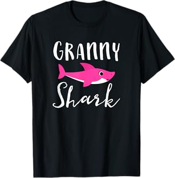 Granny Shark Grandma Grandmother Pink Shark Graphic T-Shirt