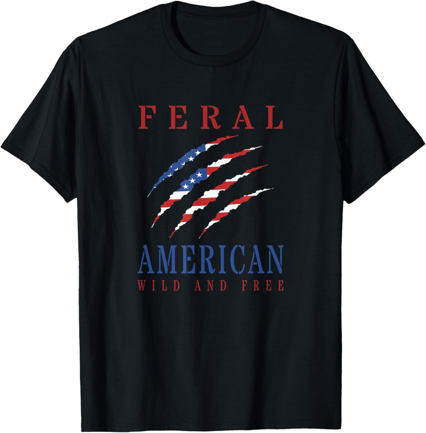 Feral American Wild And Free Patriotic American Flag T-shirt