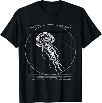 Beach Jellyfishes Art Drawing Dress Gift Vitruvian Jellyfish T-Shirt for Men Women Girls Kids