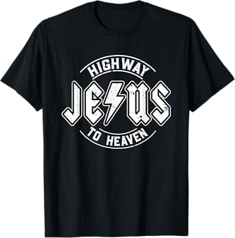 Retro Rock Style Christian Faith Highway to Heaven Jesus T-Shirt