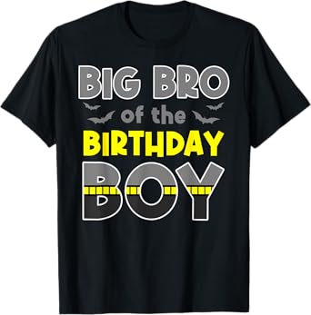 Big Bro Of The Birthday Boy Bat Family Party Theme Boys Gift T-Shirt