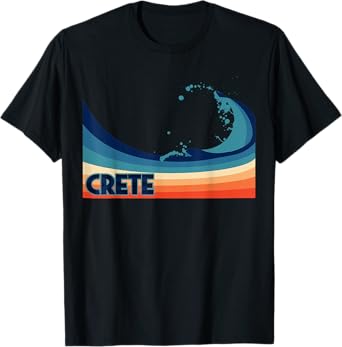 Crete Greece Retro Surf, Sailing & Fishing Vacation T-Shirt
