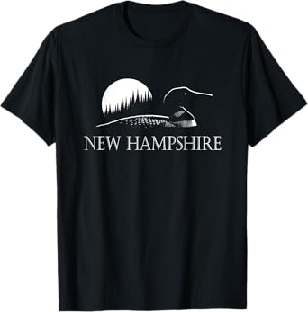 New Hampshire Loon In Moonlight And Forest T-Shirt