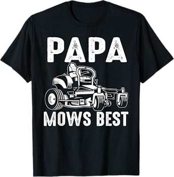 Papa Mows Best Funny Riding Mower Retro Mowing Papa T-Shirt