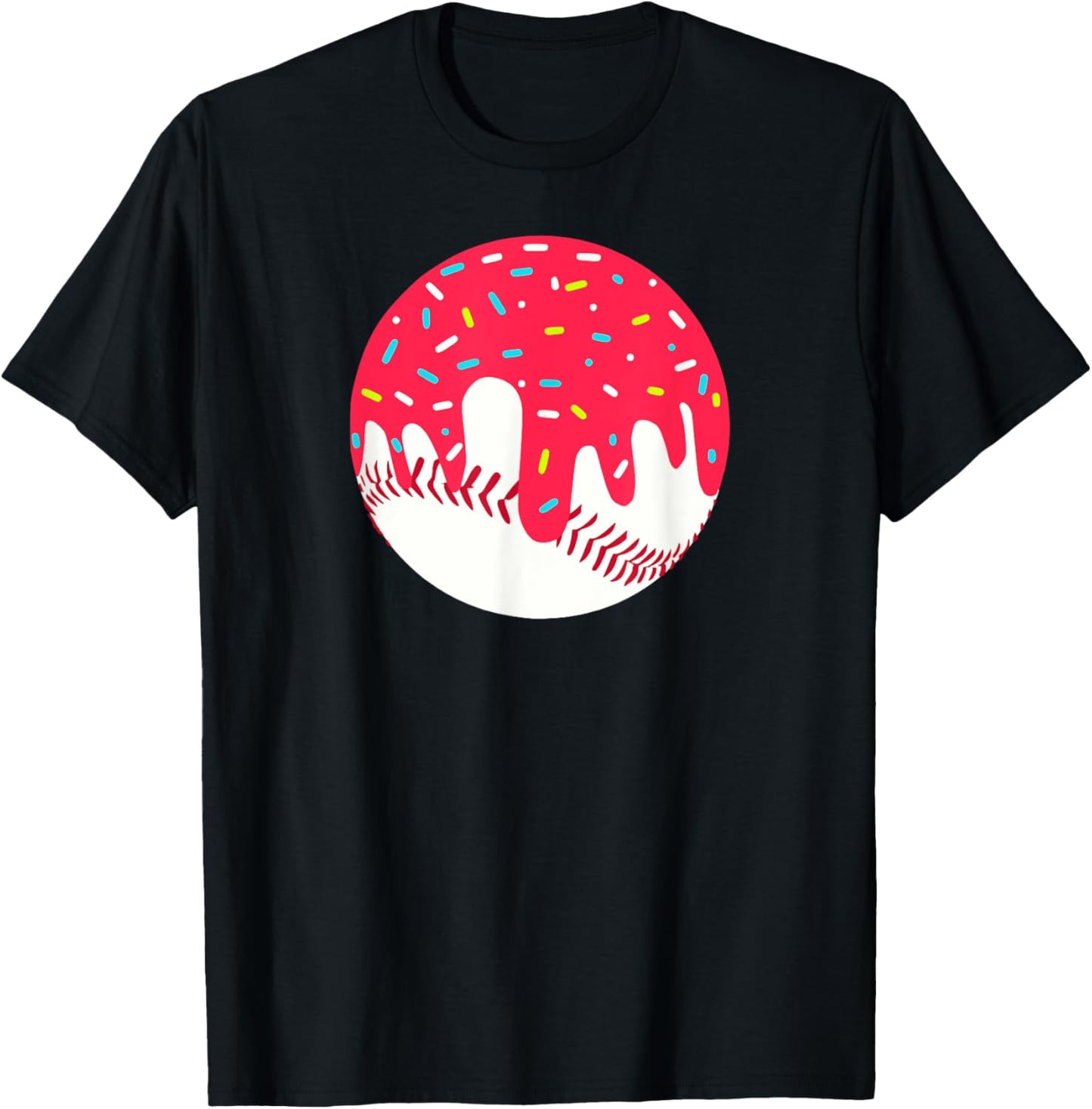 Funny Baseball Ice Cream Drip With Sprinkles T-Shirt