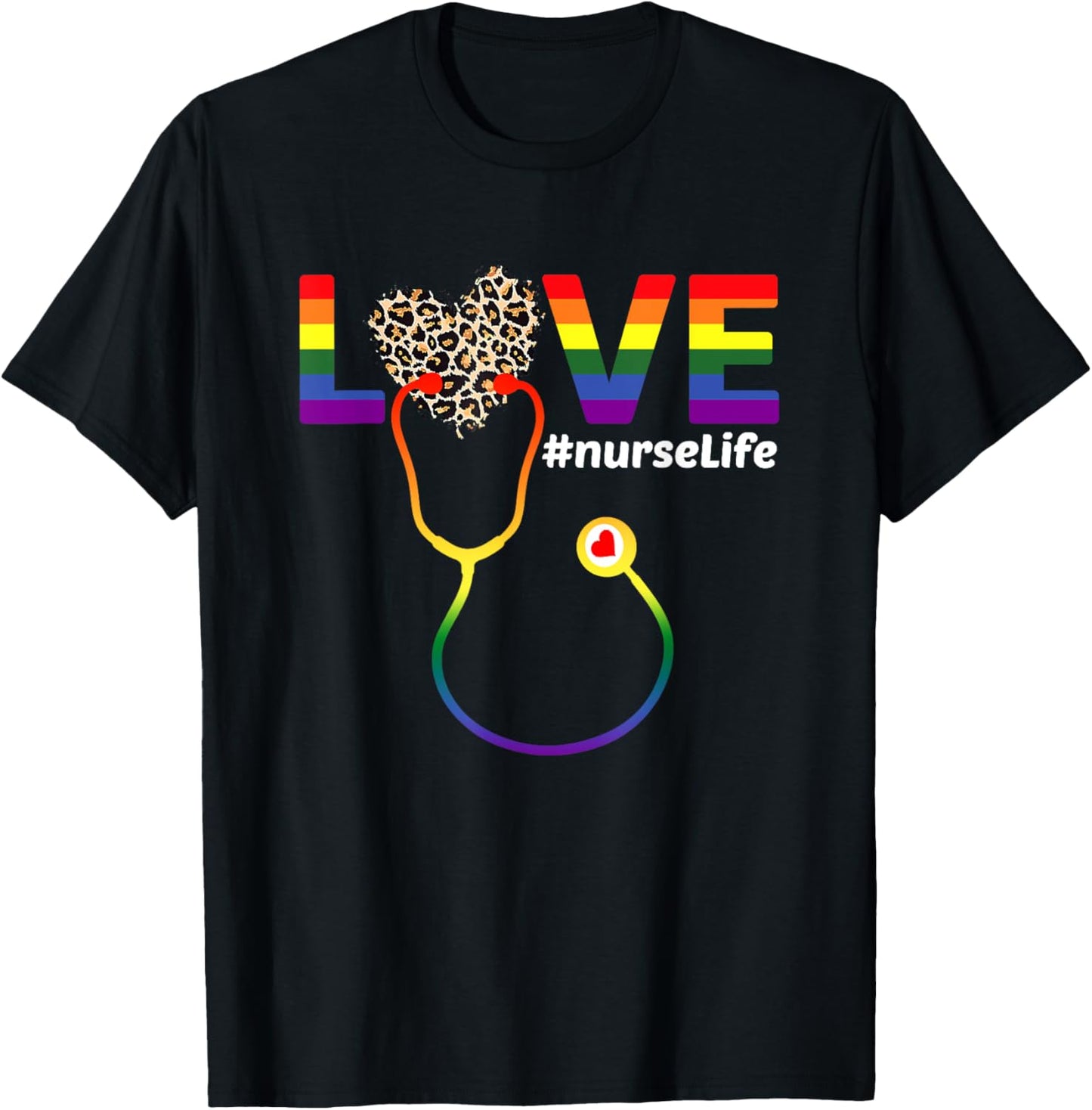 Nurse LGBTQ Gay Pride Rainbow Flag Registered Nursing RN T-Shirt
