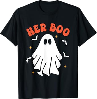 Her Boo & His Boo Funny Matching Halloween Pajama Couples T-Shirt