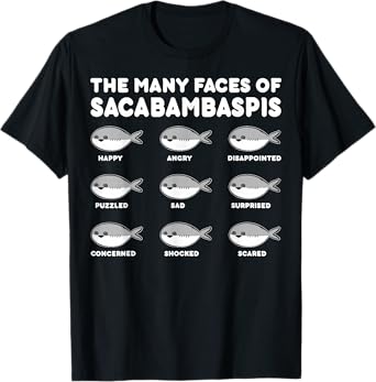 The Many Faces Of Sacabambaspis Funny Fish Meme T-Shirt