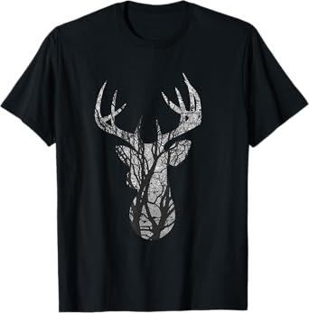 EIGHT POINT BUCK DEER SILHOUETTE WOODLANDS T SHIRT T-Shirt