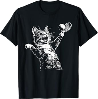 Funny Table Tennis Ping Pong Cat T-Shirt