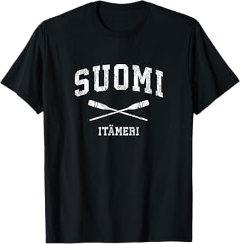 Suomi Finland Vintage Nautical Paddles Sports Oars T-Shirt