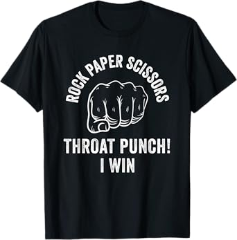 Mens Rock Paper Scissors Throat Punch Sarcastic Design T-Shirt