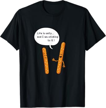 Funny Pretzel Snack Pun with Salty Life Quote T-Shirt