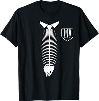 Tie Fish & Fake Pocket Funny Angler Fisherman Fishing Dad T-Shirt