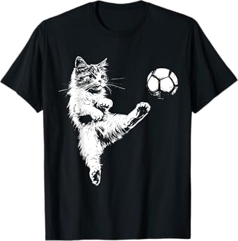Funny Cat Soccer Ball Graphic Men Women Girls Kids T-Shirt