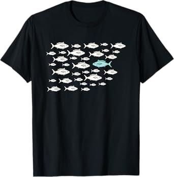Fish Swimming Against The Current Be Yourself Different T-Shirt, Small, Black