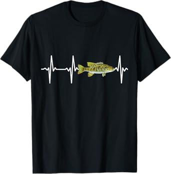 Smallmouth Bass Heartbeat For Freshwater Fish Fishing Lovers T-Shirt