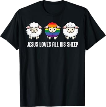 Gay Pride Month Jesus Sheep LGBTQ Ally Rainbow Men Women T-Shirt