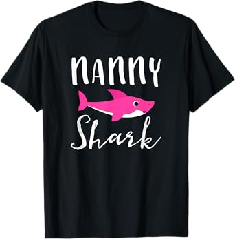 Nanny Shark Grandma Grandmother Pink Shark Graphic T-Shirt