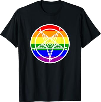 LGBTQ Satanic Devil Pentagram Rainbow flag Gay Pride FLag T-Shirt