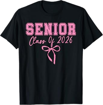 Coquette Senior 2026 Class Of 2026 Pink Bow Graduation 2026 T-Shirt