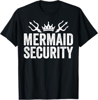 Mermaid Security Halloween Costume Dad Mom Boy T-Shirt