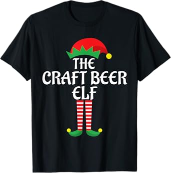 Craft Beer Elf Christmas Theme Holiday Family Matching Xmas T-Shirt