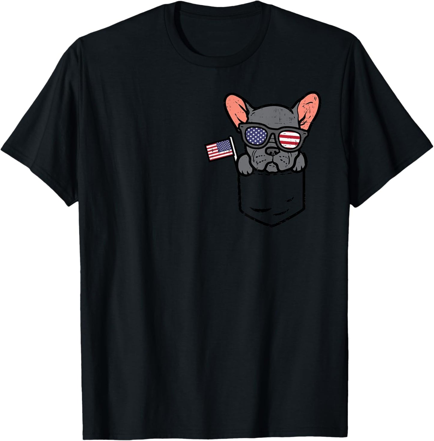French Bulldog Pocket Frenchie American USA 4th Of July Dog T-Shirt