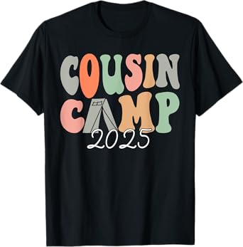 Cousin Camp 2025 Camper Camping Campfire Summer Vacation T-Shirt