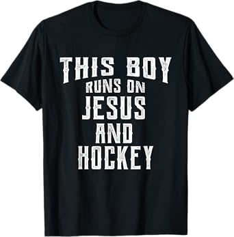 This Boy Runs On Jesus And Hockey Christian Gift T-Shirt