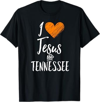 I Love Jesus And Tennessee Shirt Orange Heart Cute Fan Gift T-Shirt