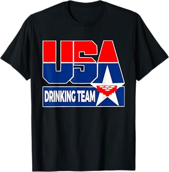 USA Drinking Team American Flag Patriotic Beer Frat Boy Pun T-Shirt