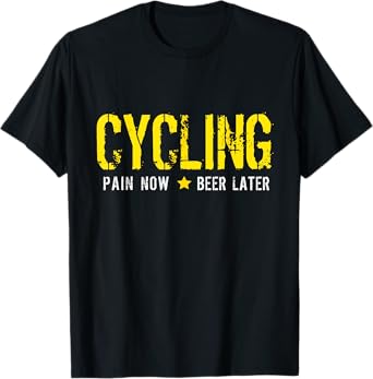 CYCLING PAIN & BEER Funny T-Shirt Biking Pedal Cycle Bike