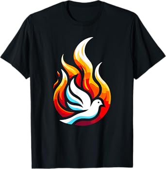 Silhouette Dove Flame Fire Pentecost Orthodox Christmas T-Shirt