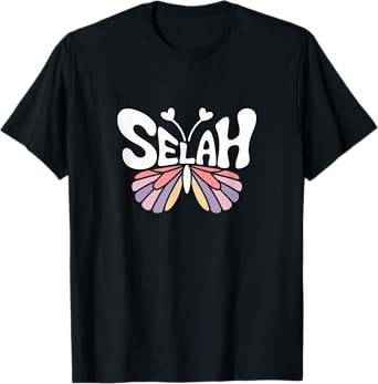 Selah Butterfly - Personalized Cute Name Word Art T-Shirt