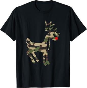Reindeer Red Nose Camo Camouflage - Xmas Holiday Hunting T-Shirt