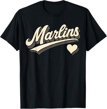 Marlins Retro Typography Tee With Heart Gift For Men Women T-Shirt