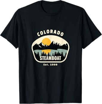 Unique Steamboat Springs Colorado Rocky Mountain Novelty Art T-Shirt