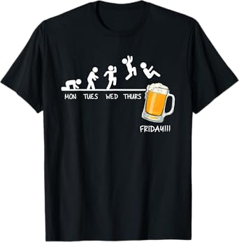 Funny Stickman Jumping Beer Days Of Week Friday Drink Beer T-Shirt