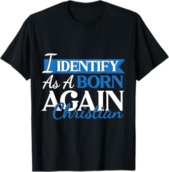 Urbanteesstore Christian Motivational 'I Identify As A Born Again Christian' T-Shirt - Unisex-Adults/Kids, Black, Small, Short Sleeve, Cotton 65% Polyester 35%