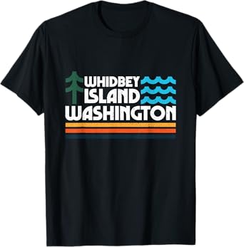 Whidbey Island Washington Retro 70s 80s Minimal Icons T-Shirt