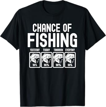 Chance Of Fishing, Funny Sayings Novelty Graphic Fishing T-Shirt