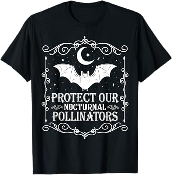 Protect Our Nocturnal Pollinators Bat Lover Halloween Tee T-Shirt