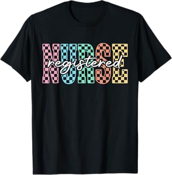 RN Nurse Registered Nurse Nursing Women Retro Checkered T-Shirt