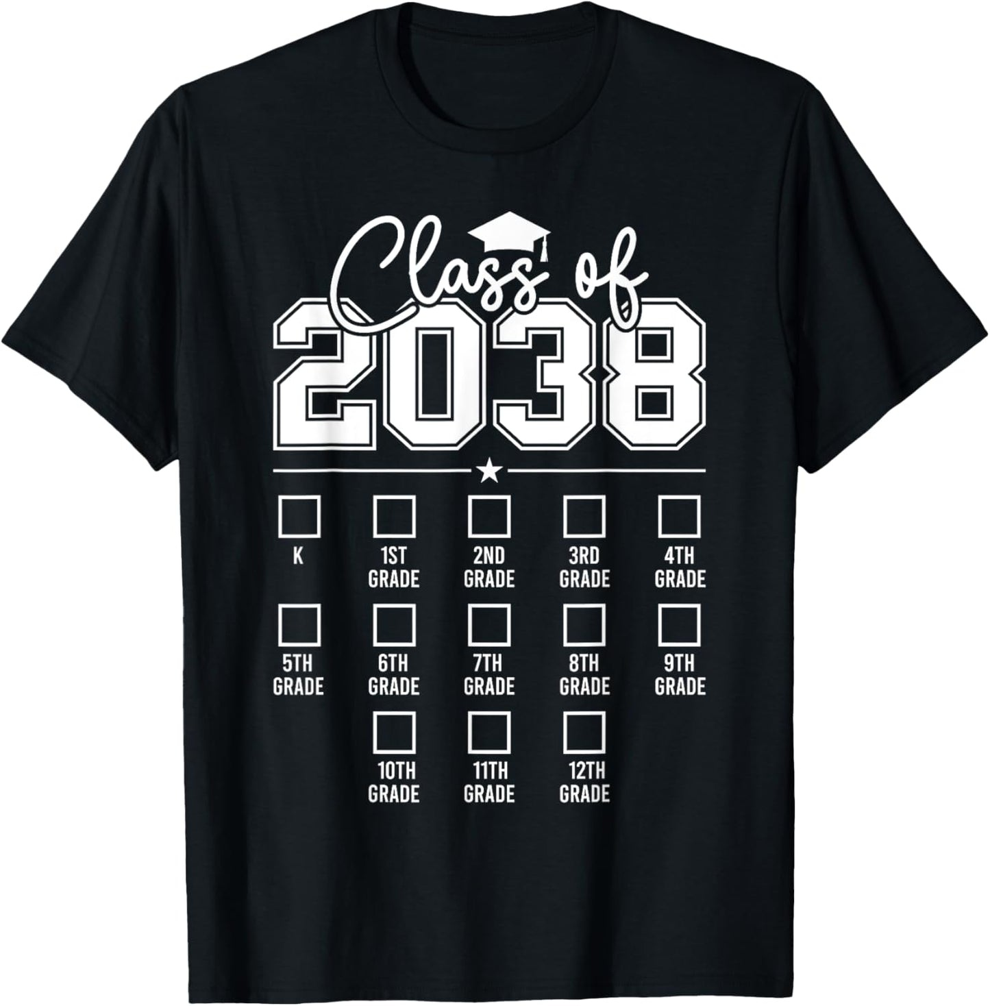 Class of 2038 Grow With Me Funny Kindergarten Back To School T-Shirt