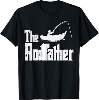 The Rodfather Fun Fishing Fathers Day Movie Pun Dad Papa Men T-Shirt