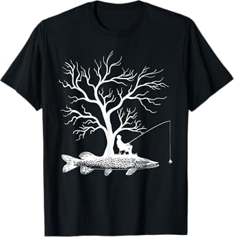 Graphic Tree Fishing Rod - Fish Northern Pike T-Shirt