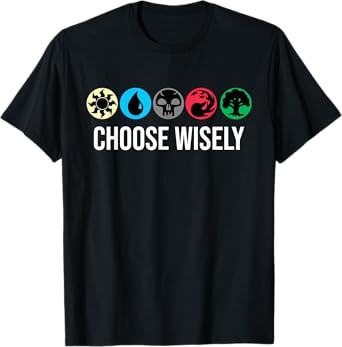 Mana Symbols Gathering Magic - Choose Wisely Blue Red Green T-Shirt